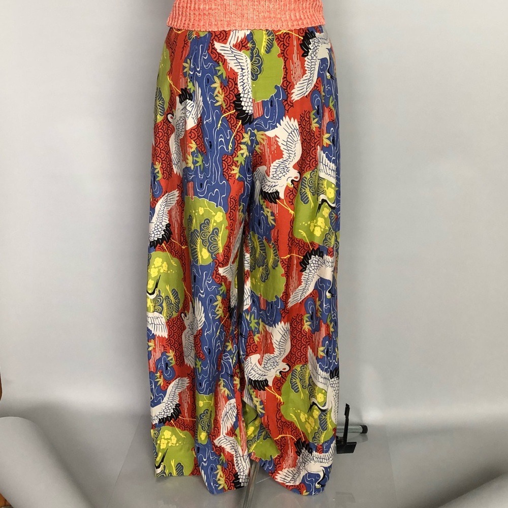 Trashy Diva crane print wide leg pants vintage